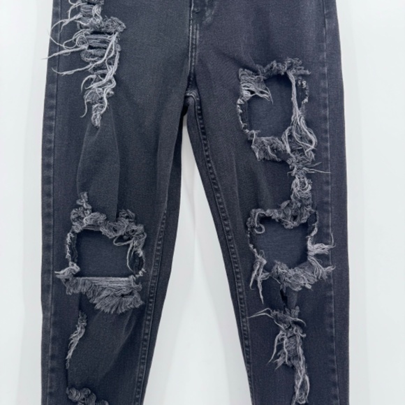 Vibrant MIU Jeans Women 29 Black Destroyed Denim High Rise Grunge Stretch USA - Picture 2 of 11